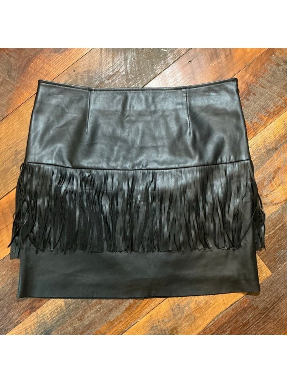 Trouvé Vegan Leather Fringe Mini Skirt